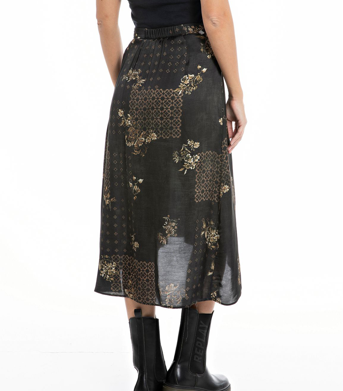 フラワープリントミディスカート 詳細画像 ダークブラウン 2